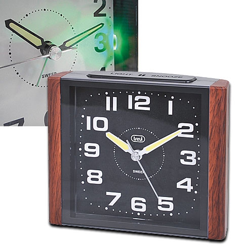 Silent Quartz-Wecker Holz SL3095V / Silent Mode /  beleuchtete Zeigern und Hintergrundbeleuchtung