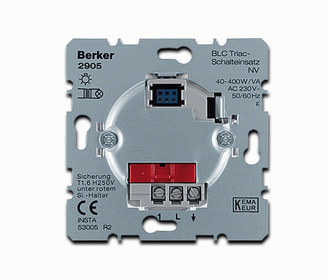 Berker BLC Triac-Schalteinsatz NV Hauselektronik - mit Nebenstelleneingang für BLC Nebenstelle, BLC Wächter-Nebenstelle und Taster (Schließer)