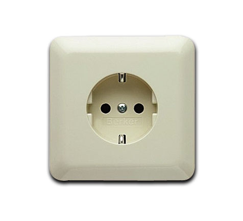 Berker UP Schuko Steckdose mit Abdeckplatte Modul 2 - cremeweiß glänzend