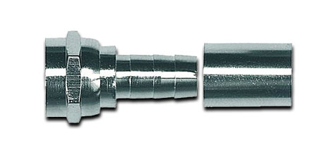 F-Stecker mit Crimpanschluss vernickelt für 5 mm Kabel