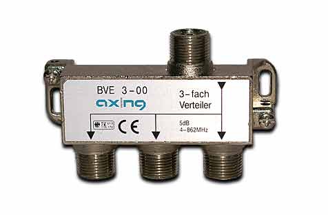 Axing SAT Verteiler 3-fach 5 dB Abzweigdämpfung