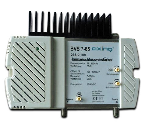 Axing Hausanschlussverstärker, 35 dB, 862 MHz mit aktivem Rückkanal 5...65 MHz