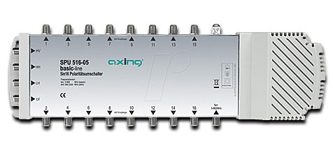Axing Aktiver Polaritätsumschalter Basic-Line 5 in 16 - 5 Eingänge und 16 Ausgänge / SAT-aktiv / terrestrisch passiv