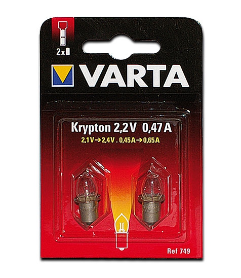 Varta Kryptonbirne V749 / 2,20V / 0,47A / 13,5s / 2er Blister