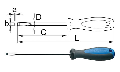 Schraubendreher für Schlitzschrauben, 3-Komponenten-Griff - 605TBI / L320 mm