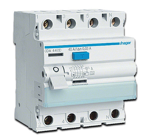 Hager FI-Schalter 4P / 6kA / 40A / 30mA Typ A