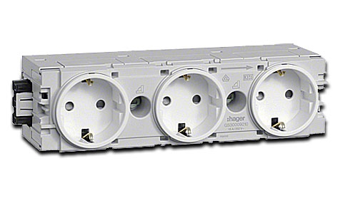 3-fach Steckdose reinweiß halogenfrei 230V / 16A