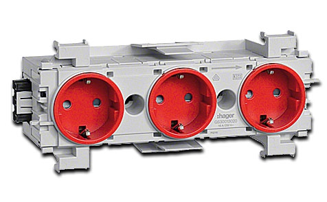 3-fach Steckdose rot halogenfrei 230V / 16A
