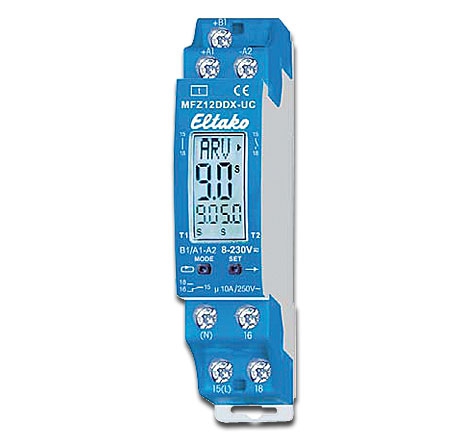 Eltako Digital einstellbares Multifunktions-Zeitrelais MFZ12DDX-UC / 1 Wechsler 10 A / mit 18 Funktionen