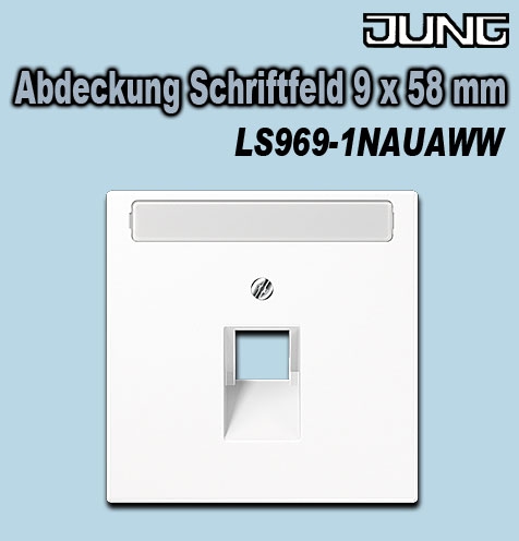 Abdeckung Schriftfeld 9 x 58 mm für IAE/UAE-Anschlussdose und Datendosen 1 x 8-polig