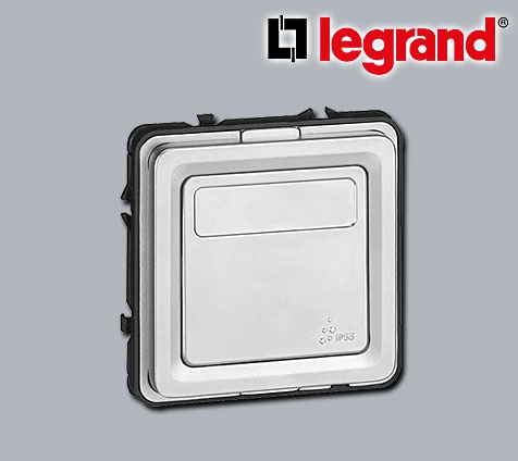 Legrand UP Soliroc Taster Wechsel (SL), 1-polig mit Beschriftungsfeld / grau matt / IP55