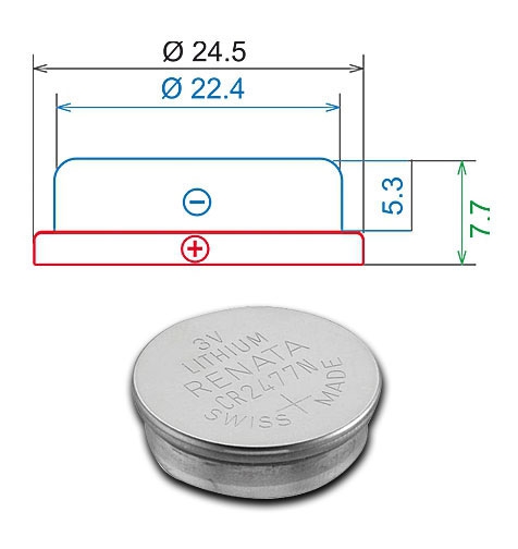 Renata Knopfzelle Lithium CR2477N - 3V / 950 mAh / Ø 24,50 mm - 1er Blister