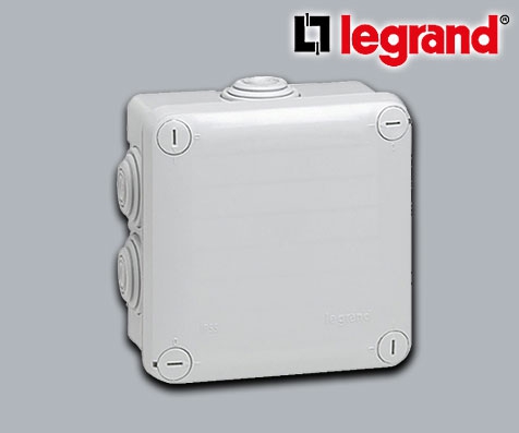 Legrand FR-Abzweigkasten Plexo IP55 / quadratisch 105X105X55mm / mit Nippel / 7 Membran Einführungen / Ø20mm / grau