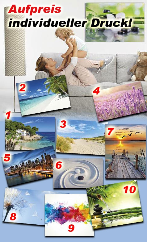 Aufpreis individueller Druck bei den frei wählbaren Motiven für die Vitalheizung Heizpaneele Serien deluxe