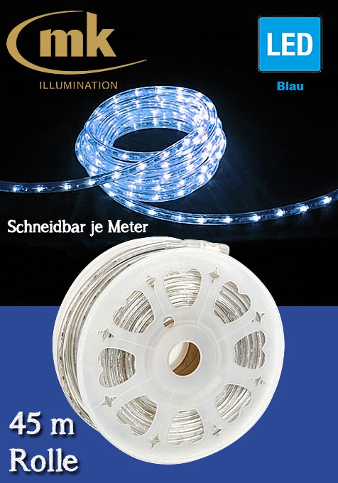 LED Rope Light 30 - PVC-Lichtschlauch mit 1.350 blauen LEDs / 45m Rolle / 157.5 W / 220-240V / für den Aussenbereich IP44 / schneidbar je Meter