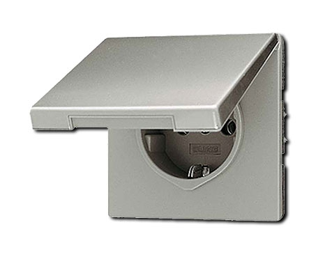 UP SCHUKO Steckdose 16A 250V AC mit Klappdeckel Edelstahl