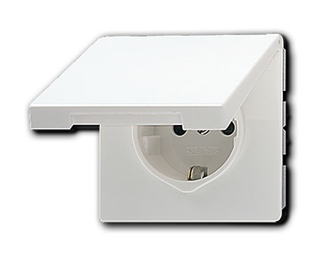 UP SCHUKO Steckdose 16A 250V AC mit Klappdeckel Alpinweiß