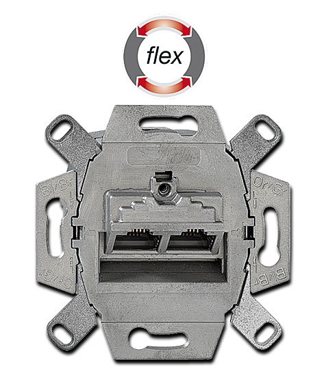 UP Anschlussdose 2-fach Cat6a iso FLEX (ohne Abdeckung) / 2 x 8-polig / UAE-Cat.6A iso-8/8 Up 0