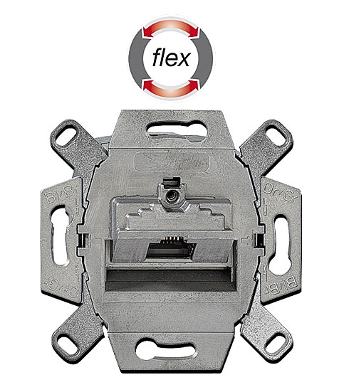 UP Anschlussdose 1-fach Cat6a iso FLEX (ohne Abdeckung) / 8-polig / UAE-Cat.6A iso-8 Up 0
