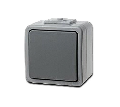 Berker FR-AP Wippschalter Aus/Wechsel Aquatec IP44 lichtgrau/grau