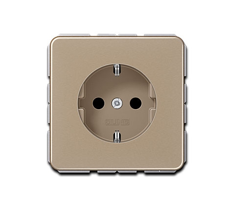 Jung Schuko Steckdose 1-fach, 68 x 68 mm, 16A 250V~, Aluminium eloxiert, Gold-Bronze