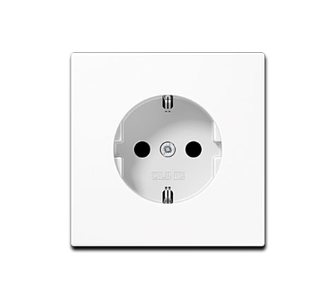 Jung UP Schuko Steckdose 1-fach, 70 x 70 mm, 16A 250V~, Duroplast hochkratzfest glänzend, Alpinweiß