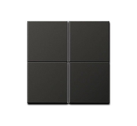 Jung Tastensatz 4fach, komplett zum Aufklipsen auf Tastsensor-Modul 4fach: KNX mit integriertem Busankoppler / Aluminium lackiert / Anthrazit