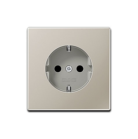 Jung Schuko Steckdose 1-fach mit Federklemmen, 70 x 70 mm, 16A 250V~, Edelstahl