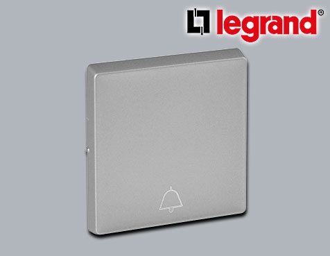 Legrand Valena Life Abdeckung Wechseltaster mit Glockensymbol Aluminium glänzend halogenfrei