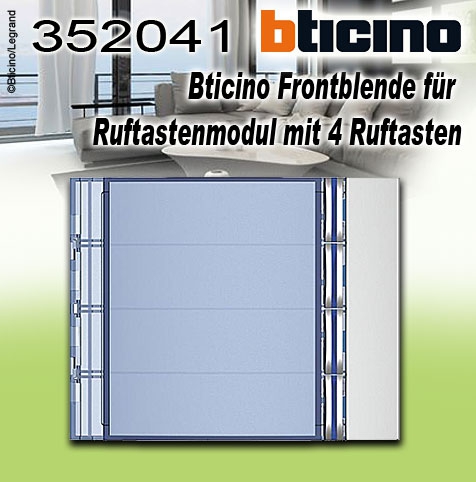 Bticino Frontblende für Ruftastenmodul mit 4 Ruftasten / Aluminium Allmetal, grau