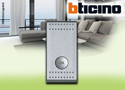 Bticino Light Tech Wippe einteilig / 1m / mit Symbol ON bel. / Kunststoff Silber