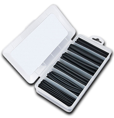 Schrumpfschlauch-Set mit Innenkleber PA-100B / 87-teilig - schwarz