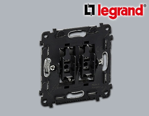 Legrand Valena INMATIC UP Einsatz Doppelwechselschalter matt mit Krallen-/Schraubbefestigung / grau / halogenfrei IP20
