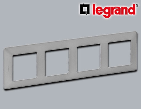 Legrand Valena Life Rahmen Aluminium 4-fach aus Thermoplast Aluminium glänzend