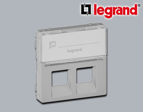 Legrand Valena Life UP Abdeckung RJ45-Datendose 2-fach Kat. 6/6A Aluminium mit Beschriftungsfeld