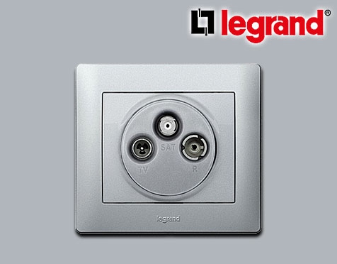 Legrand UP Abdeckung Antennen-Steckdose 3-Loch TV-R-SAT Aluminium