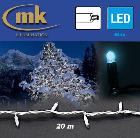 LED STRING LITE® 120 Außenlichterkette 120 teilig / 20 m / 10,5W / koppelbar / IP67 für den Aussenbereich / blau / weißes Kabel