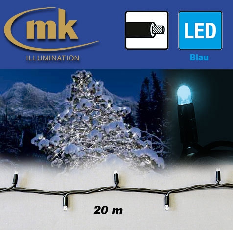 LED STRING LITE® 120 Außenlichterkette 120 teilig / 20 m / 10,5W / koppelbar / IP67 für den Aussenbereich / blau / schwarzes Kabel
