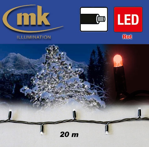 LED STRING LITE® 120 Außenlichterkette 120 teilig / 20 m / 10,5W / koppelbar / IP67 für den Aussenbereich / rot / schwarzes Kabel