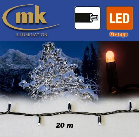 LED STRING LITE® 120 Außenlichterkette 120 teilig / 20 m / 10,5W / koppelbar / IP67 für den Aussenbereich / orange / schwarzes Kabel