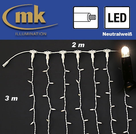 LED DRAPE LITE® 600 Gummi Lichtervorhang 230V / 2 m x 3 m / 35W / koppelbar / IP67 für den Aussenbereich / neutralweiß / weißes Kabel