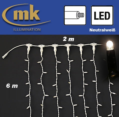 LED DRAPE LITE® 1200 Gummi Lichtervorhang 230V / 2 m x 6 m / 70W / koppelbar / IP67 für den Aussenbereich / neutralweiß / weißes Kabel