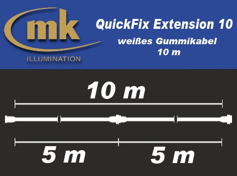 QuickFix Extension 10 / weißes Gummikabel 10m / IP67 / teilbar in 2 Segmente à 5 m