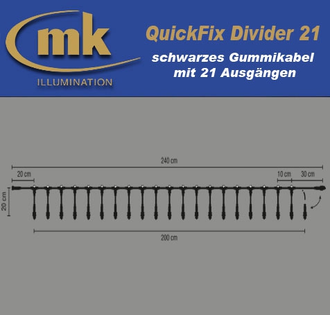 Quick-Fix Divider 21 schwarzes Gummikabel IP67 / Verteilerkabel mit 21 Ausgängen