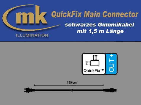 Quick-Fix Main Connector schwarzes Gummikabel IP67 / Anschluss Zuleitung an QuickFix
