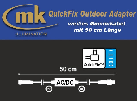 Quick-Fix Outdoor Adapter weißes Gummikabel IP67 / Adapter - LED Gummiprodukte an QuickFix mit Gleichrichter