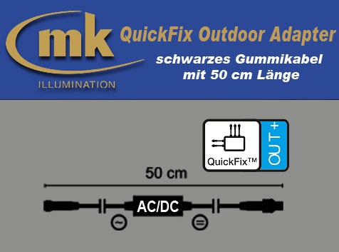 Quick-Fix Outdoor Adapter schwarzes Gummikabel IP67 / Adapter - LED Gummiprodukte an QuickFix mit Gleichrichter