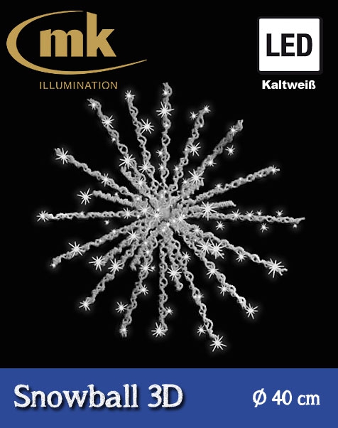 QuickFix Collection LED Snowball 3D kaltweiß IP67 für den Aussenbereich 230V / ~20W / ø 40cm