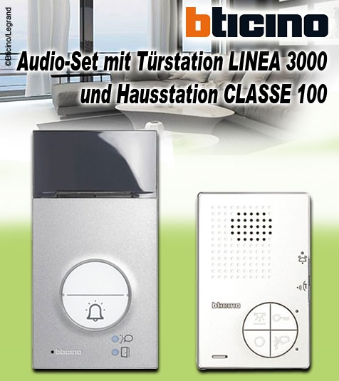 Bticino FlexONE Audio-Set mit Türstation LINEA 3000 und Hausstation CLASSE 100 A12B
