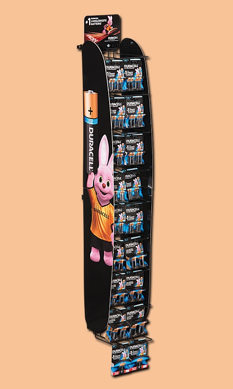 Duracell Gondeldisplay 2x9 unbestückt für beispielsweise 10xAA / 13xAAA / 6xC / 5xD / 9x9V Batterien